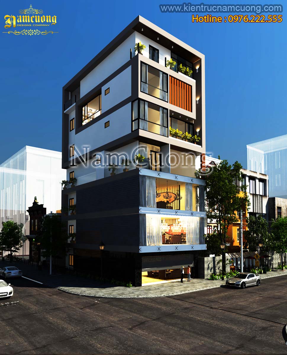 Mẫu thiết kế nhà phố hiện đại kết hợp ở và kinh doanh độc đáo tại Hà Nam - NPHD 0111