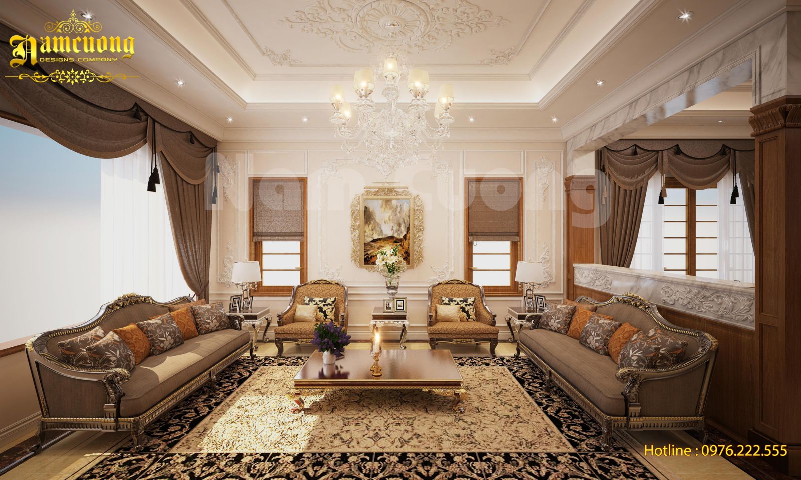 10 mẫu thiết kế phòng khách sang trọng với phong cách tân cổ điển