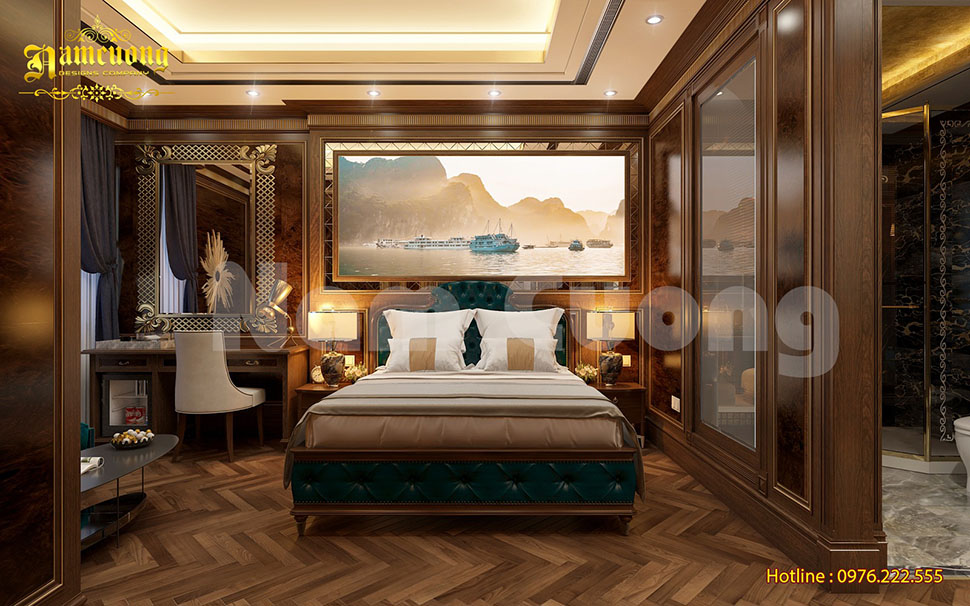 Thiết kế phòng ngủ khách sạn 3 sao gỗ tự nhiên