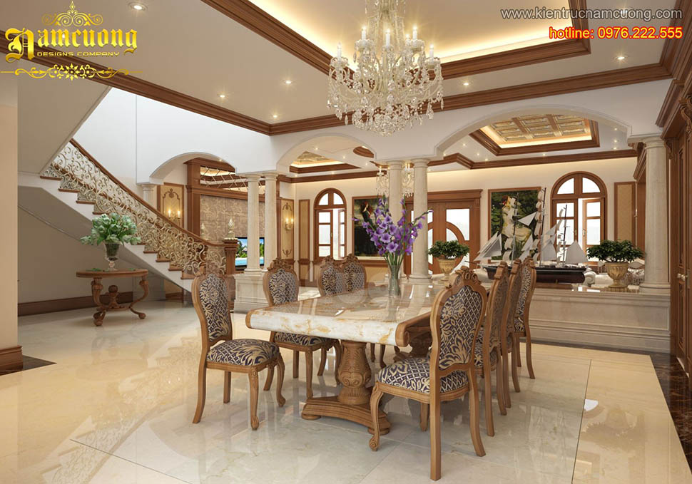 Thiết kế nội thất phòng ăn tân cổ điển ấn tượng tại Quảng Ninh - NTBTCD 026