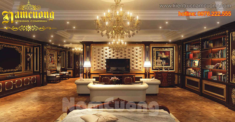 Thiết kế nội thất phòng khách tân cổ điển ấn tượng tại Quảng Ninh - NTKTCD 028