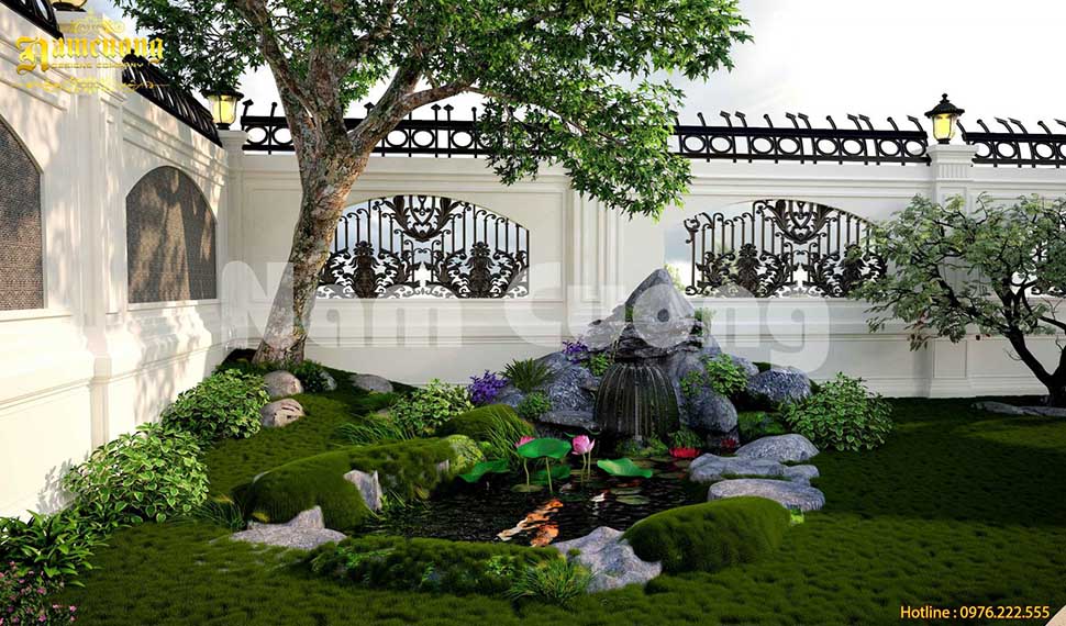Thiết kế sân vườn đơn giản đẹp cho biệt thự tại Hải Phòng 