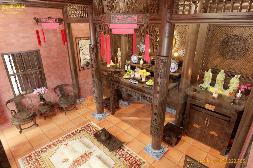Mẫu thiết kế nội thất nhà thờ họ tại Nghệ An mang đậm nét đẹp truyền thống
