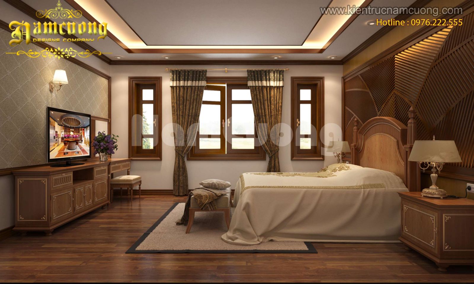 Không gian phòng ngủ lãng mạn và ấm cúng của ngôi biệt thự Pháp