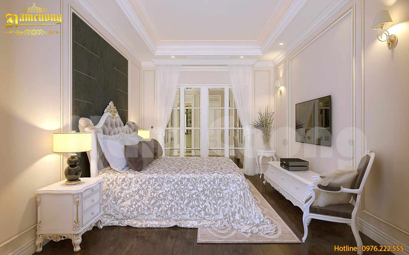 Thiết kế nội thất phòng ngủ cho nhà ống kiểu Pháp tại Hải Phòng-CĐT anh Thịnh