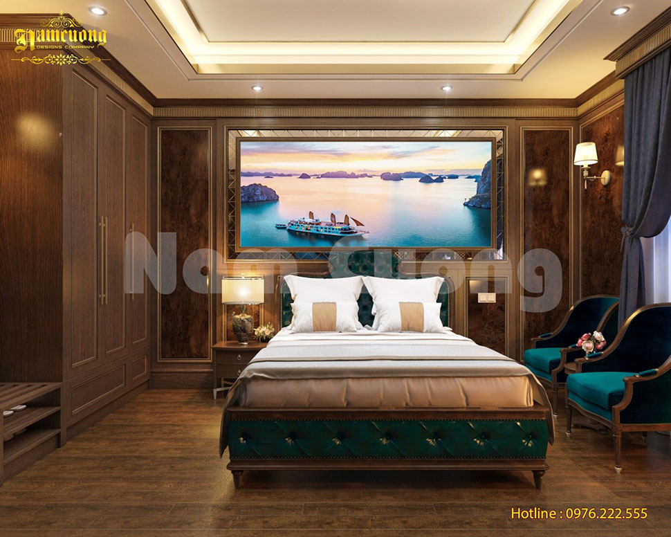 phòng ngủ khách sạn bằng gỗ 