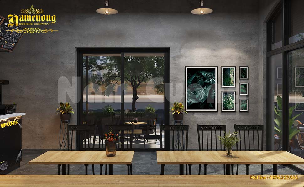 mẫu thiết kế cafe không gian mở