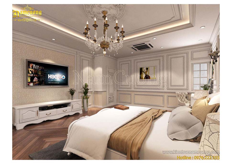 thiết kế nội thất phòng ngủ màu trắng