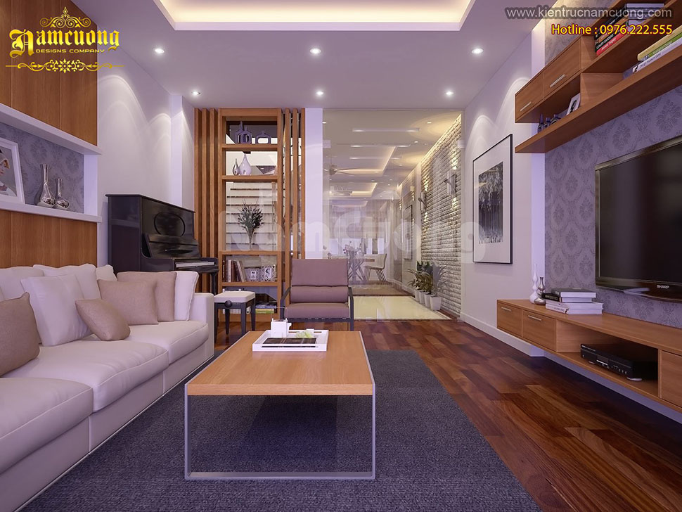 Thiết kế nội thất phòng khách hiện đại tại Hải Phòng đẹp ấn tượng - NTKHD 001