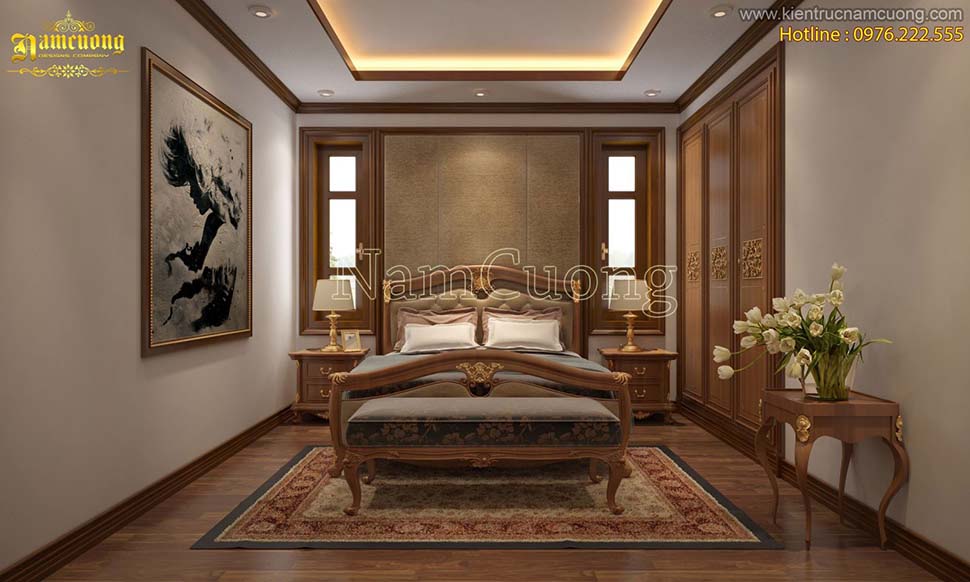 thiết kế phòng ngủ gỗ tự nhiên
