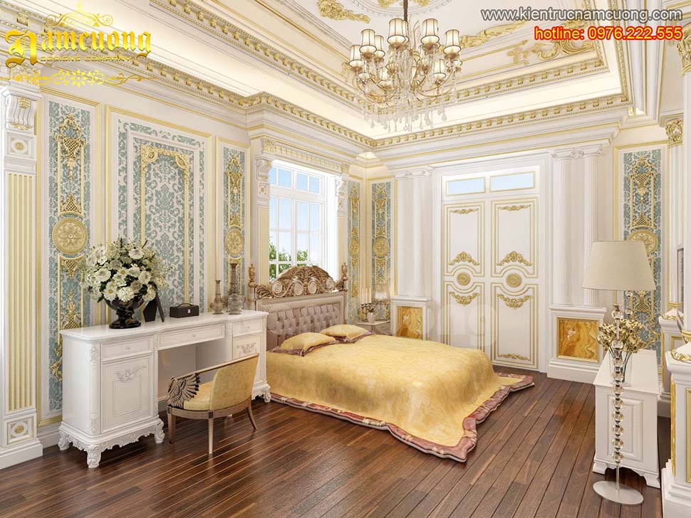 phòng ngủ màu vàng cổ điển