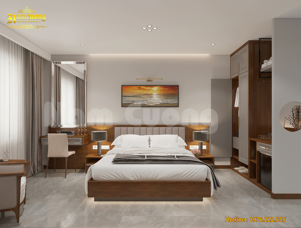 Mẫu thiết kế phòng khách sạn mini hoàn hảo của đội ngũ kiến trúc sư lành nghề đến từ công ty Nam Cường