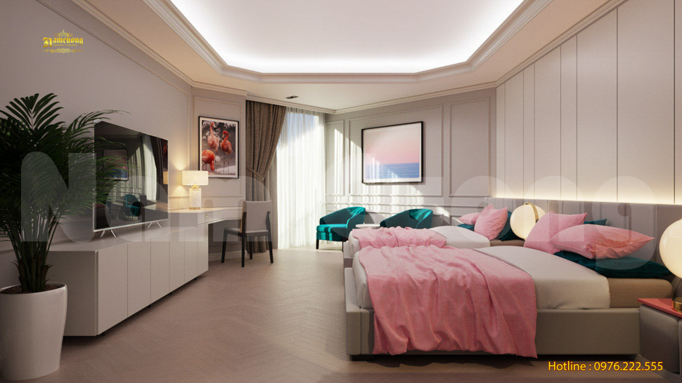 Mẫu thiết kế phòng ngủ đôi theo phong cách hiện đại toát lên vẻ đẹp thanh lịch và trang nhã