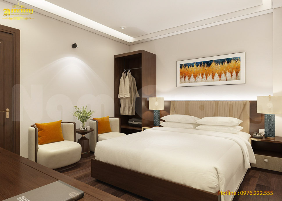 Thiết kế phòng ngủ khách sạn mini đơn giản nhưng ấn tượng