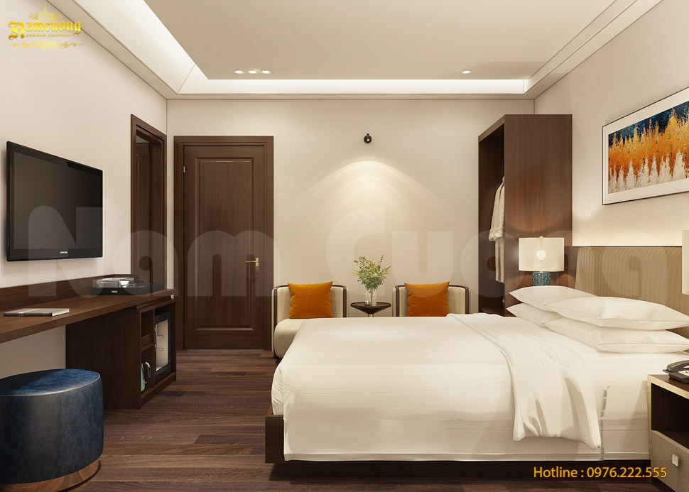 Thiết kế phòng ngủ khách sạn mini đơn giản nhưng ấn tượng