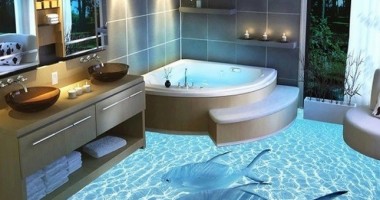 Độc đáo, lạ mắt với ý tưởng sàn 3D cho phòng tắm hiện đại - PTHD 001