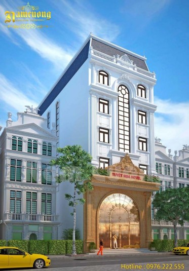Mẫu thiết kế khách sạn mặt tiền 8m siêu đẹp tại Quảng Ninh
