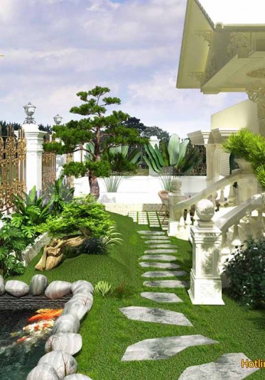 Mẫu thiết kế tiểu cảnh cho biệt thự sân vườn đẹp 