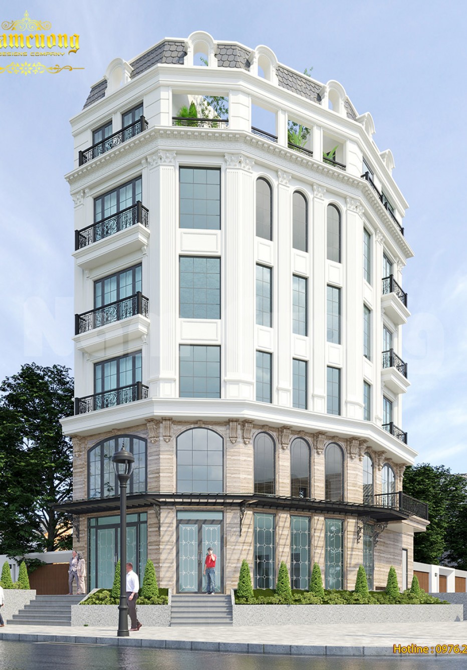 Thiết kế khách sạn lô góc 7 tầng tân cổ điển - CĐT chị Kiều
