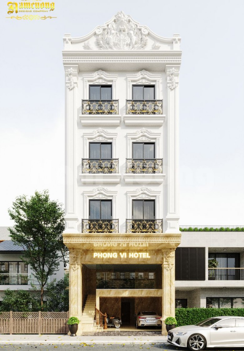 Mẫu khách sạn mini 6 tầng đẹp tại Nam Định