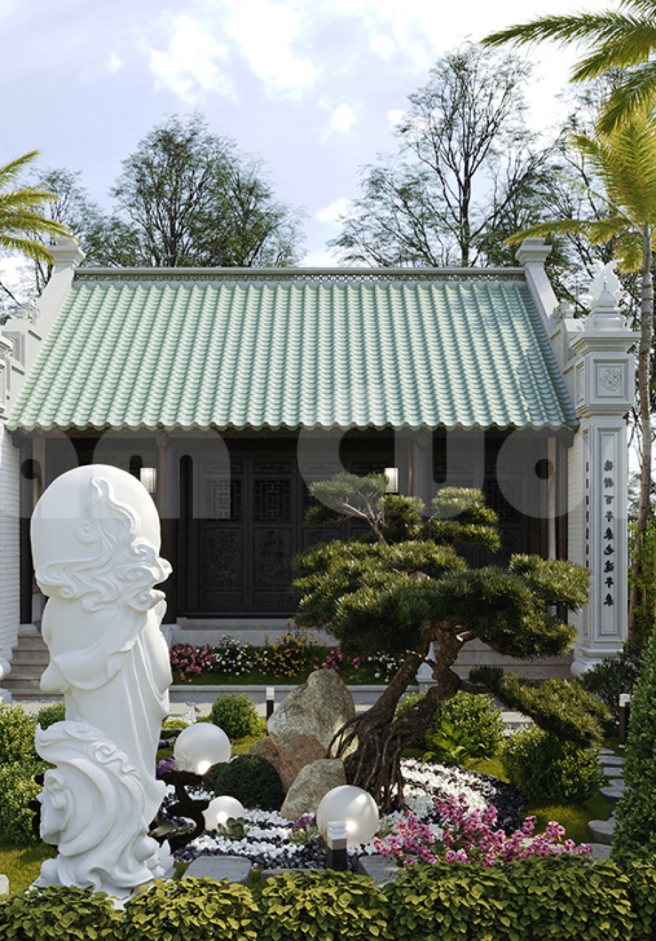Thiết kế nhà thờ họ 3 gian có sân vườn đẹp tại Hải Dương - CĐT anh Chung
